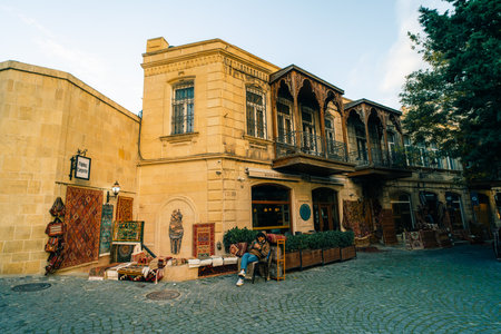 BAKU, AZERBAIJAN - Dec 15, 2025 Historical street of Icherisheher, the Old City of Baku, Azerbaijan. High quality photoのeditorial素材