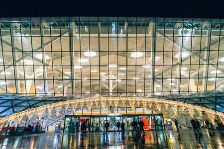 Baku, Azerbaijan - 1 Dec 2025 Heydar Aliyev Airport signage at Baku's main airport, showcasing modern architecture and the gateway to Azerbaijan's capitalのeditorial素材