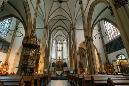 inside of the Stiftskirche church in Bonn, Germany - 1 Oct 2025. High quality photoの写真素材