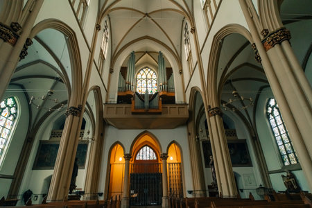 inside of the Stiftskirche church in Bonn, Germany - 1 Oct 2025. High quality photo