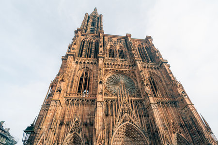 Strasbourg, France - 6 Oct 2025 main entrance to the Cathedral of Notre-Dame de Strasbourg, Alsace, France. High quality photoの写真素材