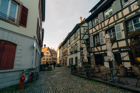 Traditional half-timbered houses on the canals district La Petite France in Strasbourg, UNESCO World...