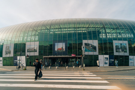 Strasbourg, France - October 28th 2025 Strasbourg Train Station Building. High quality photoのeditorial素材