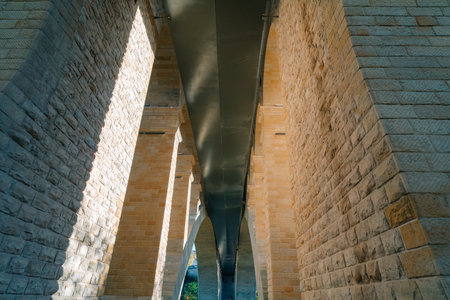 Luxembourg city, Luxembourg - Sep 1 2025 Adolphe Bridge provides a one-way route for road traffic...
