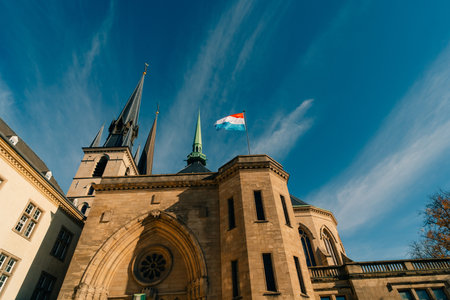 Notre-Dame Cathedral, Luxembourg is the Roman Catholic Cathedral. Grand Duchy of Luxembourg. It was originally a Jesuit church, and its cornerstone was laid in 1613.の写真素材