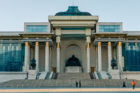 Ulaanbaatar, mongolia - 2 May 2025 The Government Palace is located on the north side of Chinggis Square or Sukhbaatar Square. High quality photoのeditorial素材