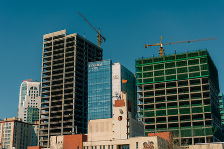 Blue Sky Tower and Ulaanbaatar, Mongolia - 2 March 2025. High quality photoのeditorial素材
