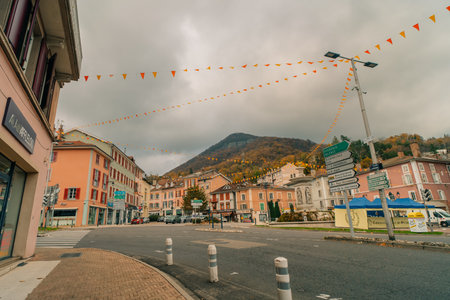 streets of the town Voiron in France - 3 nov 2025. High quality photo
