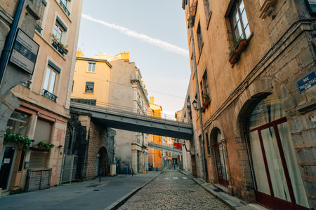 Lyon France 1 Oct 2025 street in old town. High quality photoのeditorial素材