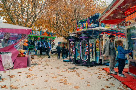 streets of the town Voiron in France - 3 nov 2025. High quality photoのeditorial素材