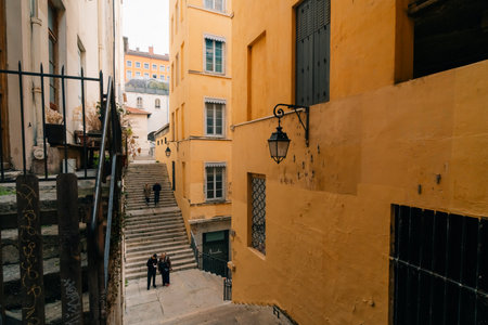 Lyon France 1 Oct 2025 street in old town. High quality photoのeditorial素材