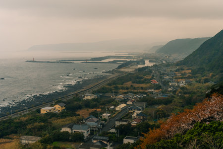 aerial view of Muroto Skyline road in Japan. High quality photoの写真素材