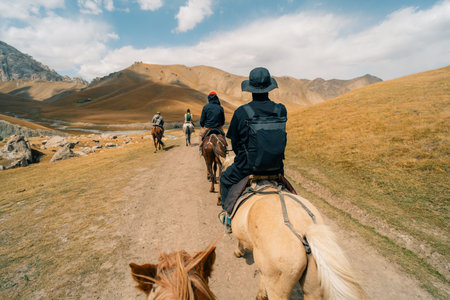 Kurumduk valley, Naryn province, Kyrgyzstan, Central Asia.の写真素材