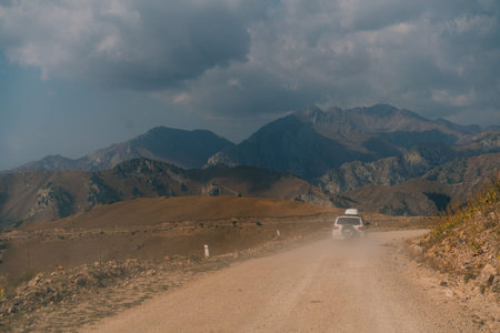 River coming from Kel-Suu mountain range, Kurumduk valley, Naryn province, Kyrgyzstan, Central Asia.の写真素材