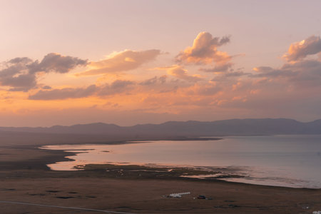 The road across the Tien Shan Mountains to Song - Kul Lake, Kyrgyzstan. High quality photoの写真素材