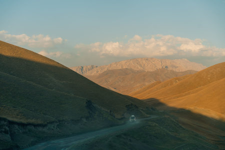 River coming from Kel-Suu mountain range, Kurumduk valley, Naryn province, Kyrgyzstan, Central Asia. High quality photoの写真素材