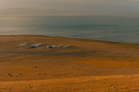 The road across the Tien Shan Mountains to Song - Kul Lake, Kyrgyzstan. High quality photoの写真素材