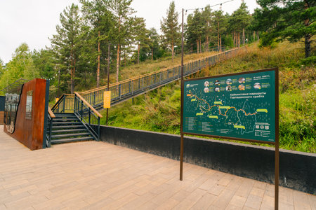 tourist trail in the mountains. stairs in the mountains. stairs to the mountain. High quality photoの写真素材