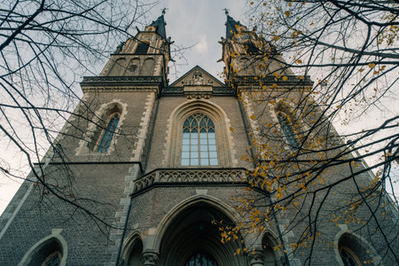 Front facade of the stiftskirche church in Bonn , Germany - 1 oct 2025. High quality photo