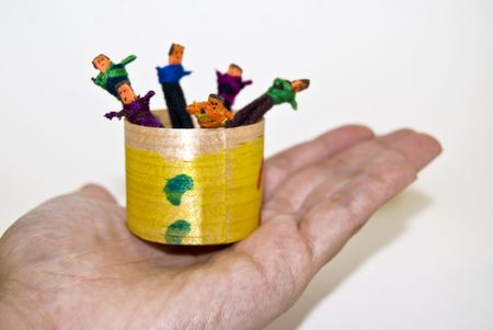 Box of Worry dolls. Handmade craftwork from Guatemala.の写真素材