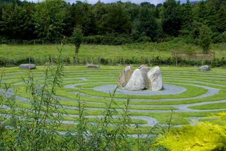 Panoramic view of a Celtic maze in Wicklow, Ireland.の写真素材