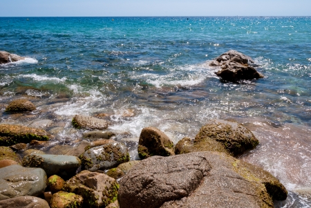 Sant Feliu Guixols. Sunny beach in Catalonia.の写真素材