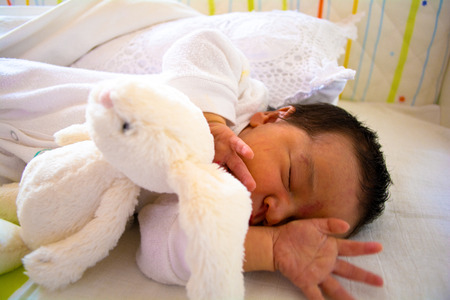 Cute New born baby girl under three months oldの写真素材