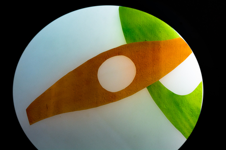 Colorful painted glass. Handmade work ideal for abstract backgrounds.の写真素材