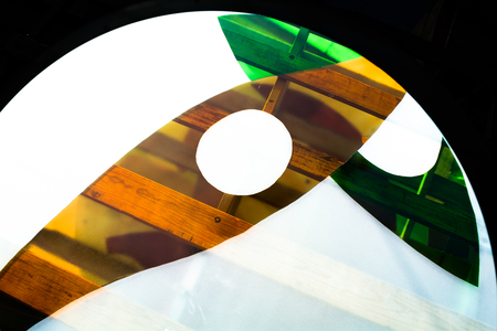 Colorful painted glass. Handmade work ideal for abstract backgrounds.の写真素材
