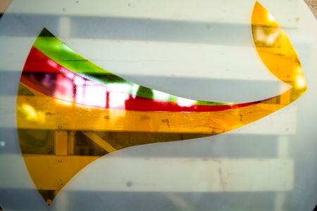 Colorful painted glass. Handmade work ideal for abstract backgrounds.の写真素材