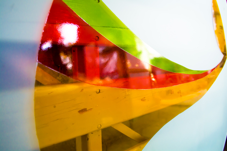 Colorful painted glass. Handmade work ideal for abstract backgrounds.の写真素材