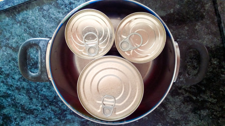 Ingredients for modern cooking. Canned food dinner.の写真素材