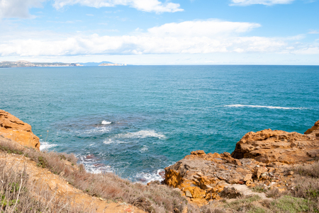 Summer landscapes around Costa Brava, impressive cliffs and coastlines. Amazing mediterranean sea.の写真素材