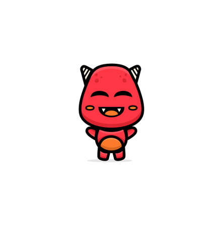 Illustration of cute red monsterのイラスト素材