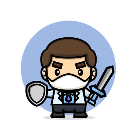 Cute Doctor with sword and shieldのイラスト素材