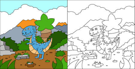 Coloring pages of cute dinosaurのイラスト素材