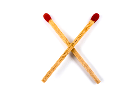 Sulfur matches matchbox isolated start light fireの写真素材