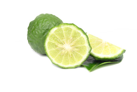 fresh bergamot isolated on white backgroundの写真素材