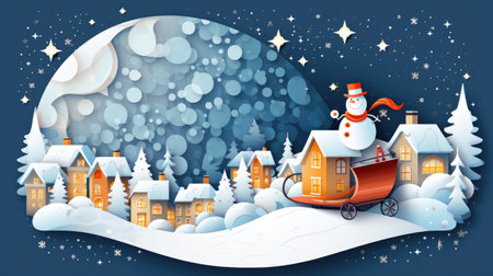 Explore the enchantment of a snowy winter night with Hristofor Zhefarovich's detailed artwork. Immerse yourself in the festive joy of a snowman, a sleigh, and a Christmas tree in a picturesque snowy landscape. Perfect for captivating banners and backgrounds, this masterpiece evokes the magic of the holiday season.の素材