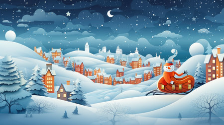 Explore the enchantment of a snowy winter night with Hristofor Zhefarovich's detailed artwork. Immerse yourself in the festive joy of a snowman, a sleigh, and a Christmas tree in a picturesque snowy landscape. Perfect for captivating banners and backgrounds, this masterpiece evokes the magic of the holiday season.の素材