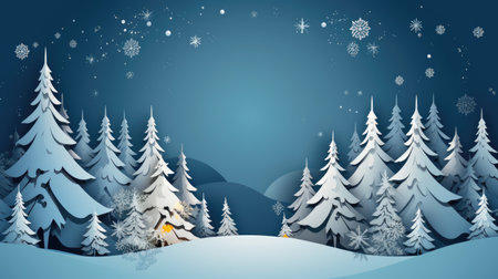 Discover the magic of the holiday season with this elegant paper cut artwork. A winter Christmas composition in red and green, perfect for festive banners. Crafted in 3D illustration, this creative design brings a modern twist to traditional holiday art.の素材