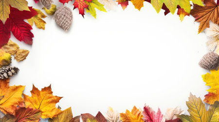 Embrace the autumnal charm with this decorative frame adorned by a beautiful fall leaves border. The vibrant hues of autumn create an artistic and nature-inspired design, perfect for enhancing the seasonal ambiance in your creative projects.の素材