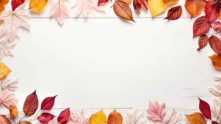 Embrace the autumnal charm with this decorative frame adorned by a beautiful fall leaves border. The vibrant hues of autumn create an artistic and nature-inspired design, perfect for enhancing the seasonal ambiance in your creative projects.の素材