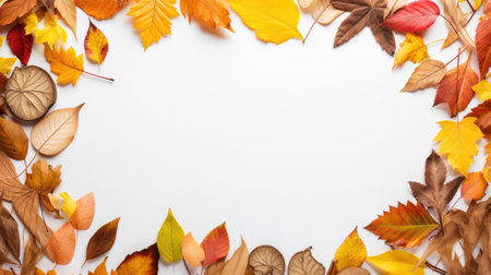 Embrace the autumnal charm with this decorative frame adorned by a beautiful fall leaves border. The vibrant hues of autumn create an artistic and nature-inspired design, perfect for enhancing the seasonal ambiance in your creative projects.の素材