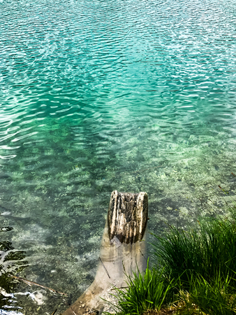 View at the meromictic lake of Alatsee in OstallgÃ¤u, Bavaria, Germanyの写真素材