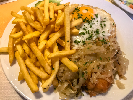 Escalope with friesの写真素材