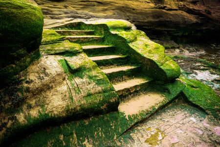 Green stone stairwayの写真素材