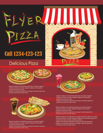 flyer pizza Template of Website  Restaurant menu のイラスト素材
