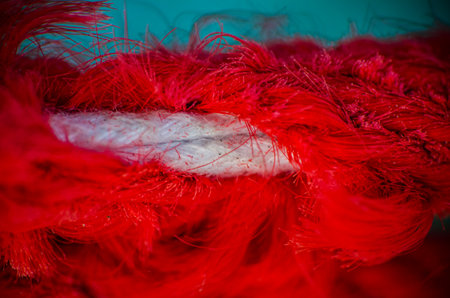 Characteristics of Round braided rope decadent when being outdoors for a long timeの写真素材