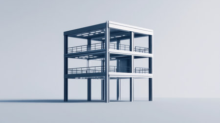 Steel frame of a modern building under construction, showcasing the architectural design and engineering. Generative aiの素材